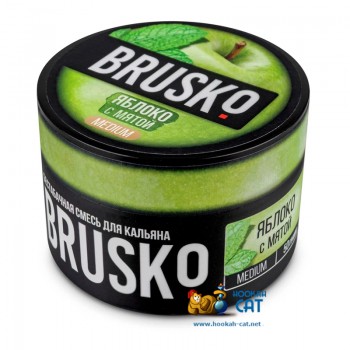 Бестабачная смесь для кальяна Brusko Medium Яблоко с Мятой (Бруско Медиум) 50г