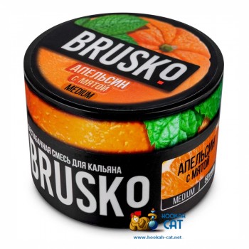 Бестабачная смесь для кальяна Brusko Medium Апельсин с Мятой (Бруско Медиум) 50г