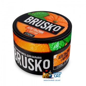 Бестабачная смесь для кальяна Brusko Strong Апельсин с Мятой (Бруско Стронг) 50г