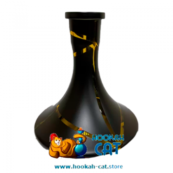 Колба для кальяна Vessel Glass Черная Матовая Желтые Полоски купить в Москве быстро и недорого