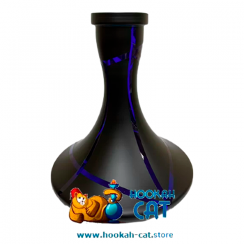 Колба для кальяна Vessel Glass Черная Матовая Синие Полоски купить в Москве быстро и недорого